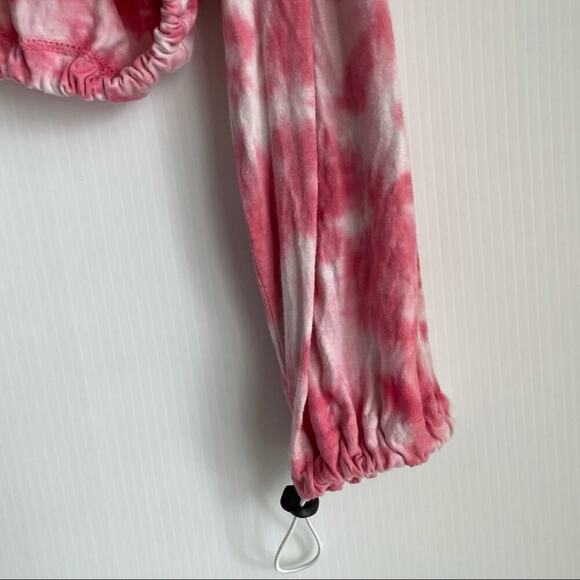 Southern spirit tie dye long sleeve cropped top with drawstring cuffs and hem - Picture 2 of 7
